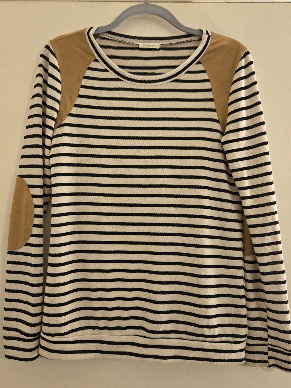 12PM by Mon Ami Black and Beige Striped Knit Top